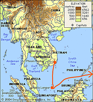 (4) At an unknown island