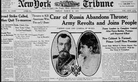 Abdication of Czar Nicholas II/ est. of Provisional government