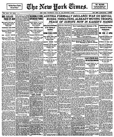 Russia Mobilization Leads to Great Powers at War