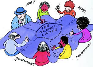 Countries unite to protect the ozone layer.