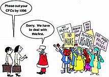 Report an inability to phase out CFCs