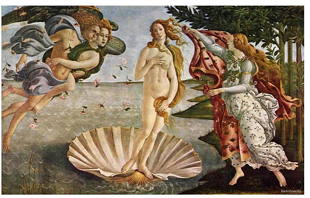 Schoonheid en lelijkheid ( geboorte van Venus, Botticelli)