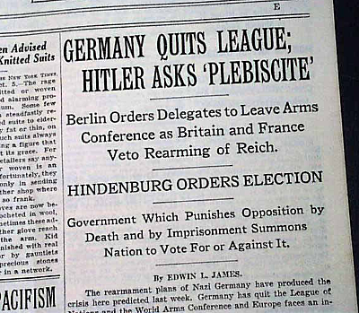 Germany withdraws from League of Nations (E)