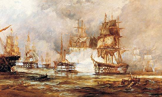 The French fleet is destroyed at the Battle of Trafalgar
