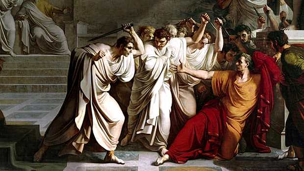 Julius Caesar is assassinated on the Ides of March by Marcus Brutus