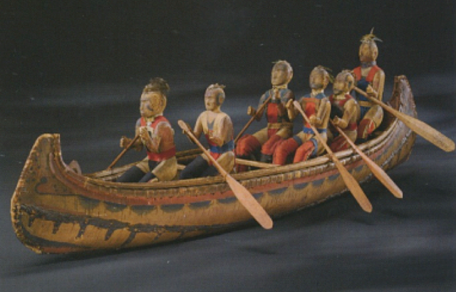 Canoe Model with Six Warriors