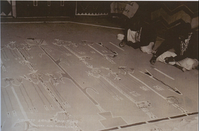 Photo of Navajo Sandpainters at Work