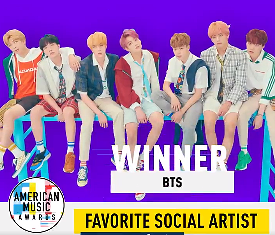 BTS wins Favorite Social Artist at the 2018 American Music Awards