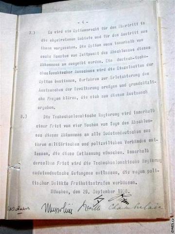munich Agreement; Sudetenland to Germany