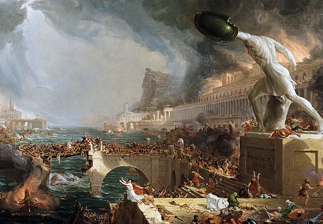 Vestromerriket faller sammen. Folkevandringstida begynner