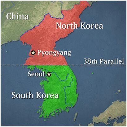 Division de Corea e inicio de guerra entre la Corea del sur capitalista y la Corea del norte comunista