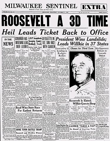 FDR wins a third term as president