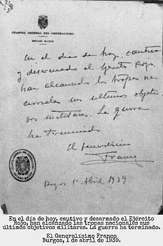 Finalización de la Guerra Civil Española