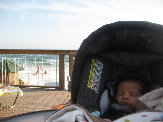 His first trip to the beach