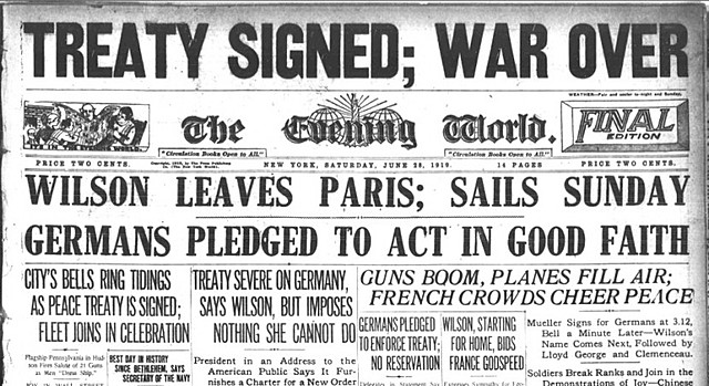 Treaty of Versailles is signed (political)