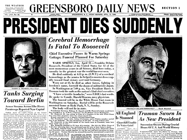 FDR Died / Harry Truman Became President
