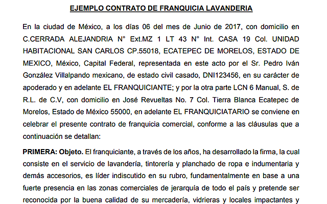 CONTRATO DE FRANQUICIA