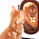 Cat mirror lion 300x210