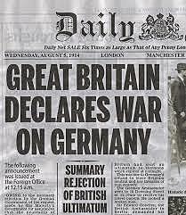 Great Britain declares war on Germany