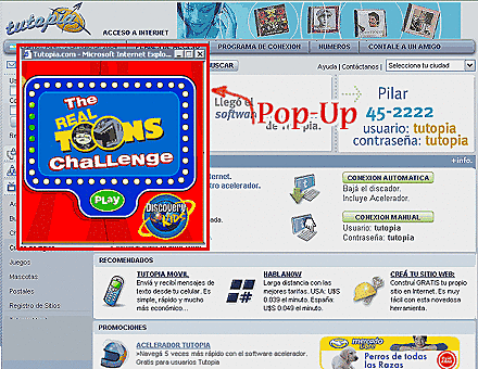 Publicidad através de pop-up