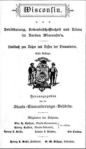 First level of German immigration to Wisconsin