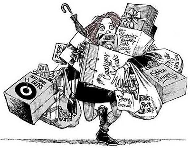 Publicaciones con temas de exceso de consumismo.