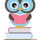 Owl reading book clipart 1