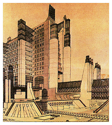 House with external elevators