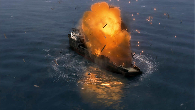 thunder clap bombs are used to sink a ship