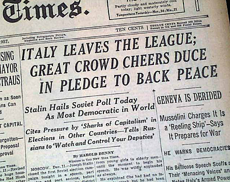 Italy withdraws from League of Nations