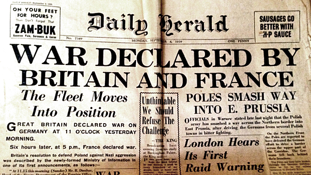 Britain and France declare war on Nazi Germany