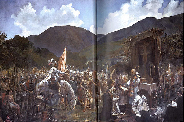 When the city was founded three characters brought to Bogota horse chickens and pigs. those were