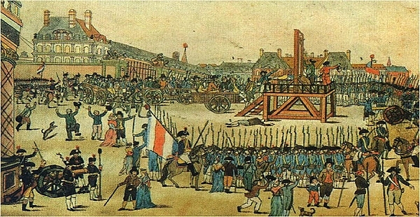 La guillotina cae sobre Luis XVI.