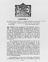 The Statute of Westminster