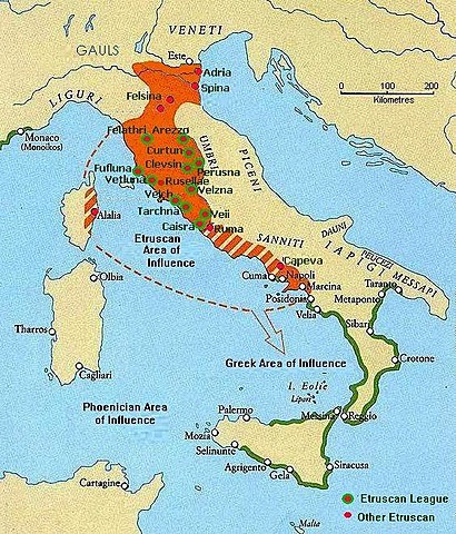 Etruscos en el centro y norte