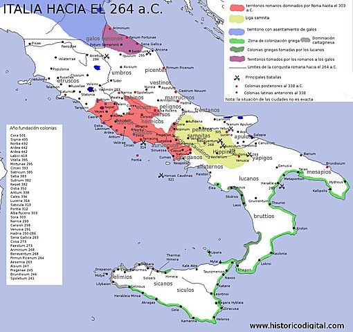 Roma se apodera de toda la península italiana tras vencer a volscos, samnitas, etruscos, galos y griegos