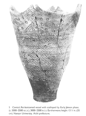 Early Jomon Period conical, flat-bottomed vessel