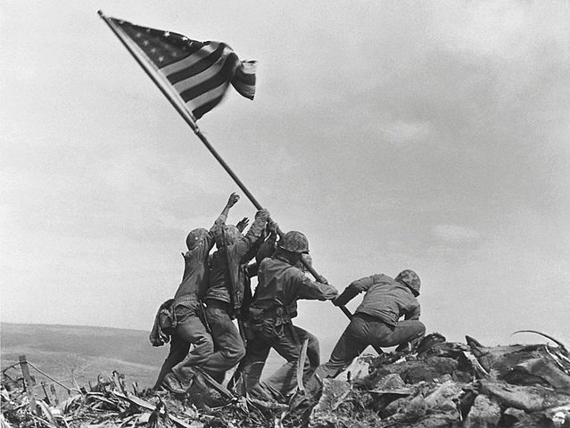 US Marines invade the island of Iwo Jima.
