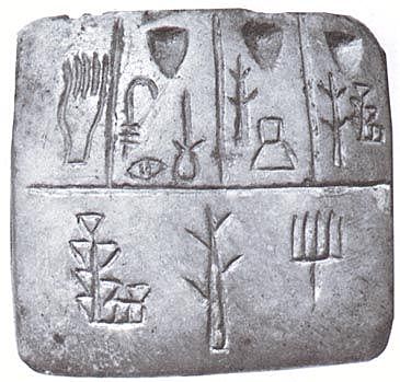 Early Sumerian pictographic scripts on clay tablets