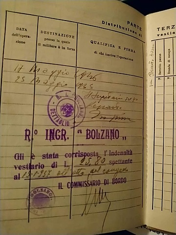 Indennità vestiario R. Incr. Bolzano