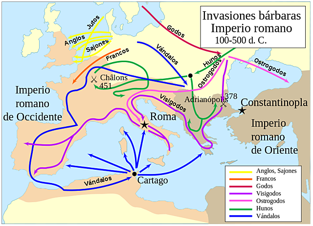 Invasiones barbaras comenzaron comenzaron a ocupar territorios romanos