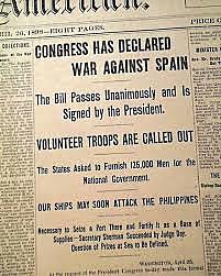 The U.S. Congress declares war on Spain.