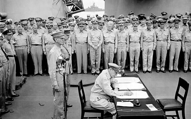 MacArthur accepts Japan’s surrender