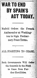 Armistice is signed between US & Spain