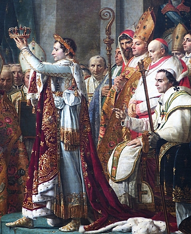 Napoleon walks down the Notre Dame Cathedral