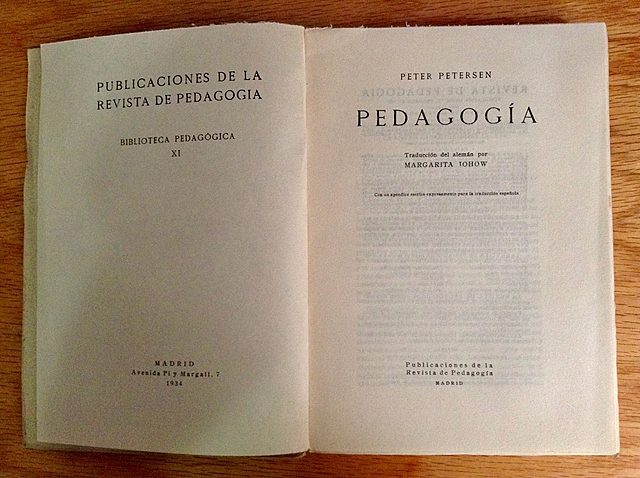 La escuela de la socialidad Peter Petersen 1934