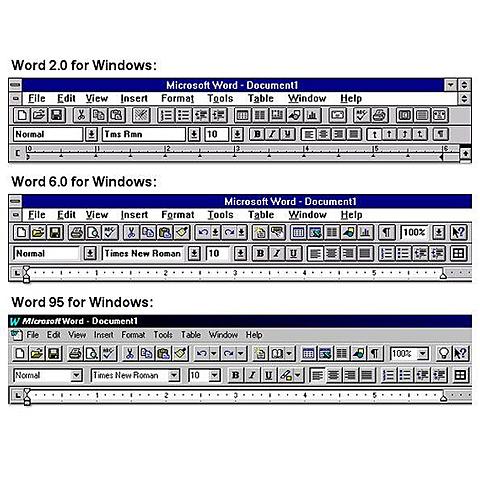 DIFERENCIAS ENTRE WORD 2.0.WORD 6.0 Y WORD 95