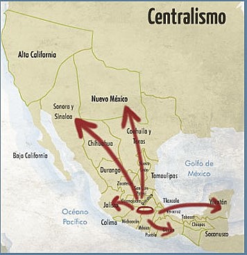 Tres generales intentando desconocer el gobierno centralista.