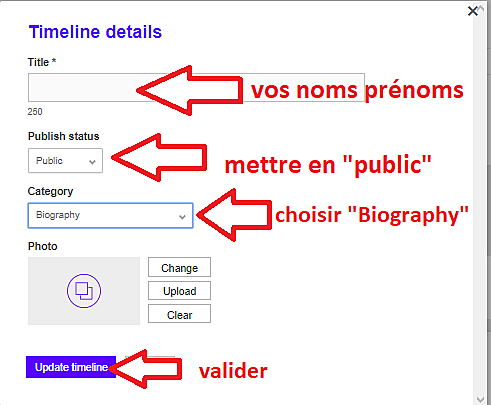 Paramétrage de la frise