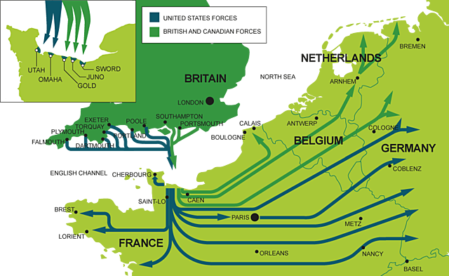 the Allied power attack the Germans controlling Northern France they attacked on the Normandy